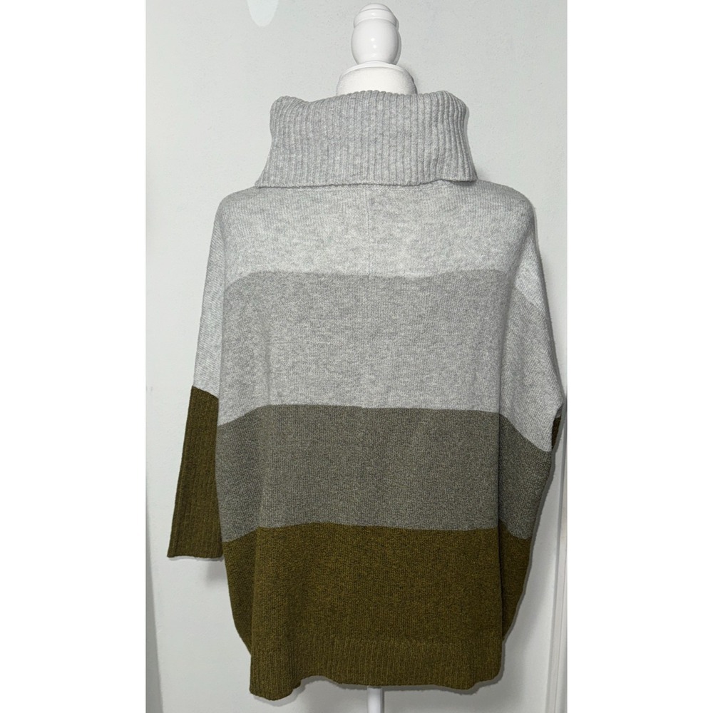 Loft Women XS Sweater Colorblock Pocket Poncho Oversized Mock Turtle Autumn Cozy - Picture 2 of 9